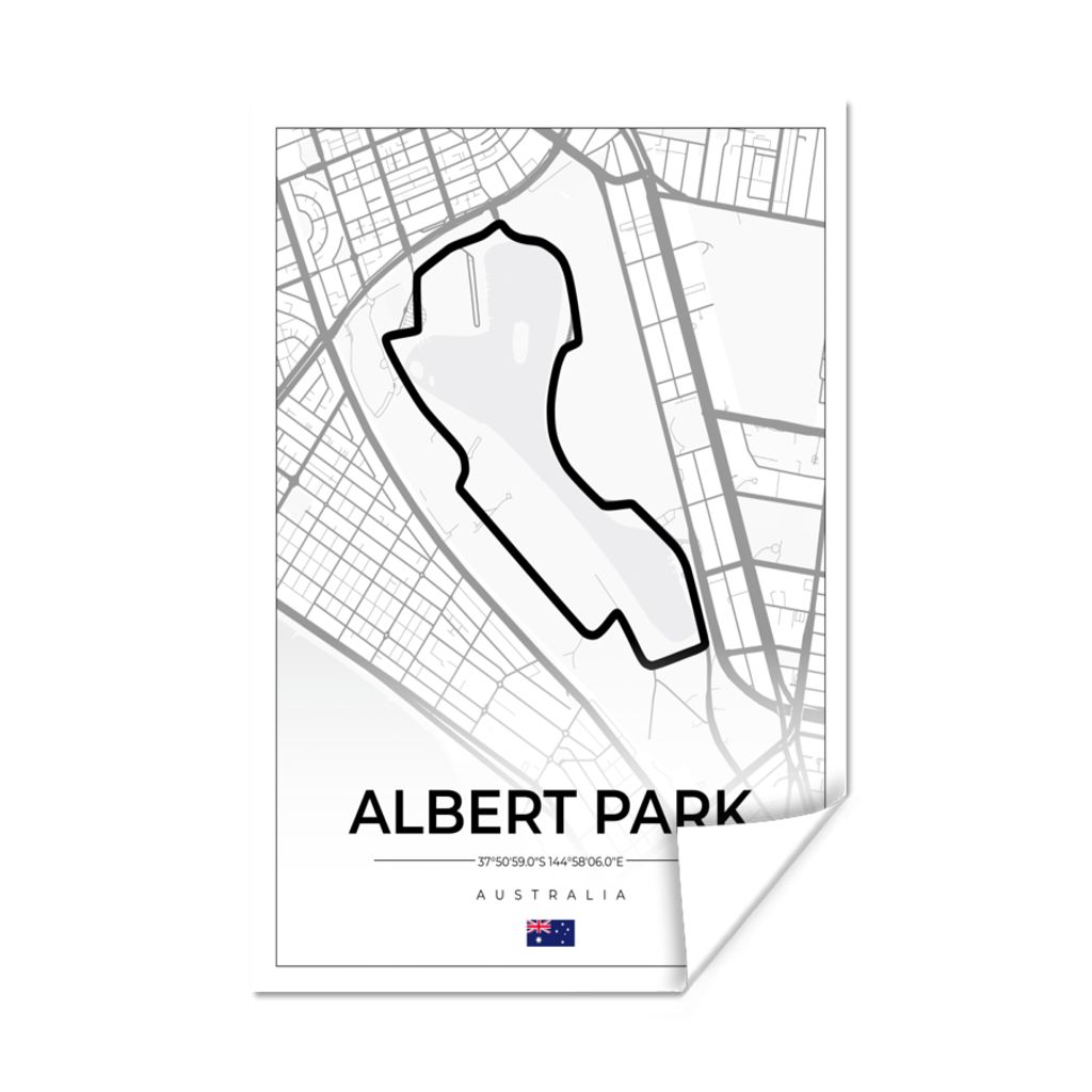MuchoWow Poster Rennstrecke - Formel 1 - Australien - Rennstrecke - Albert Park circuit - Weiß 80x120 cm - Papierdruck