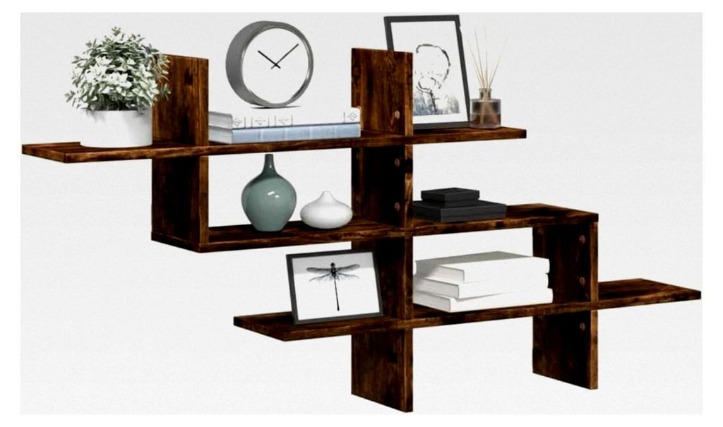 Wandregal Wandboards Wandregale Küche Räuchereiche Wandregalsystem 124,5x18x60,5 cm