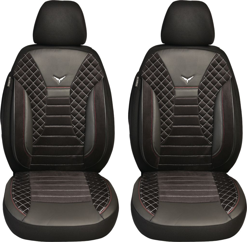 Schonbezüge Sitzbezüge für VW T6 T6.1 Multivan Bj 2015-21 in Schwarz/Weiße Naht PS808