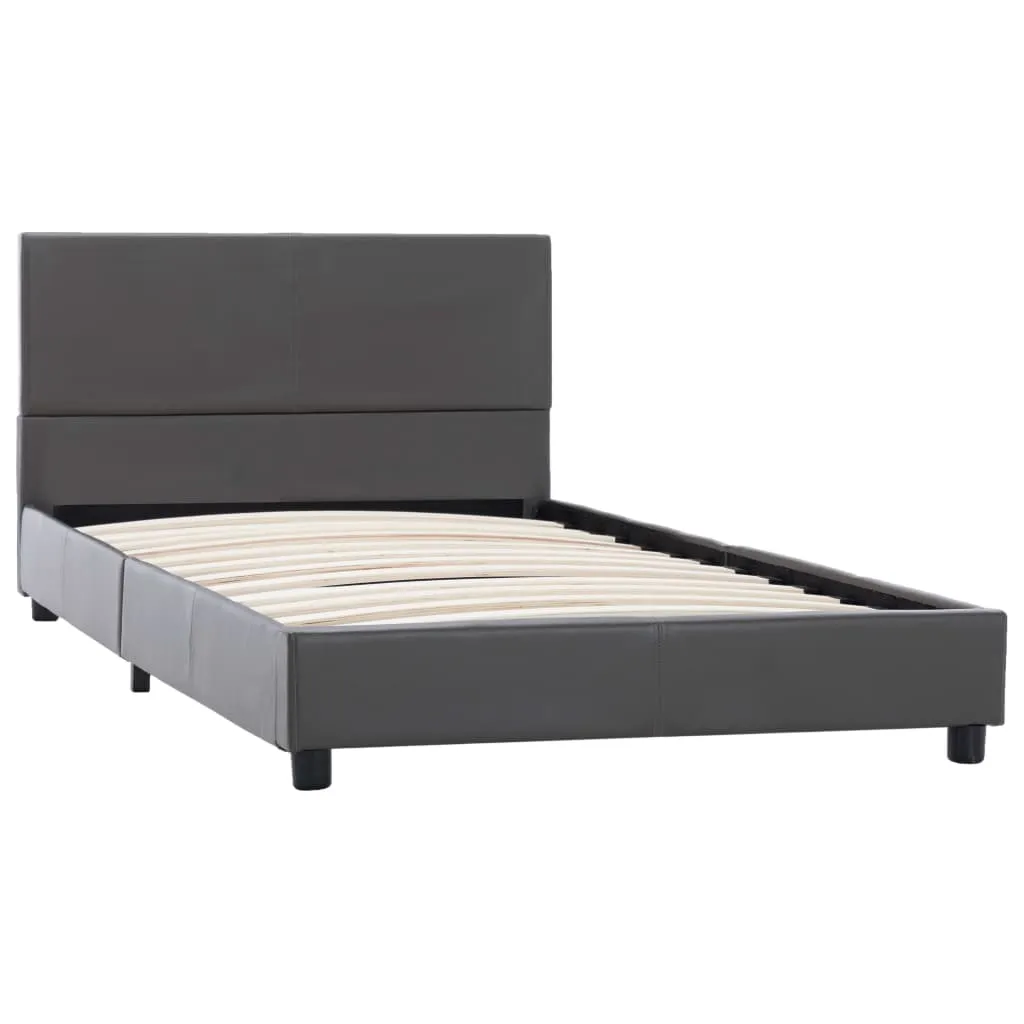 Sommier 100x200 cm en Similicuir Gris - Finition Douce et Entretien Facile