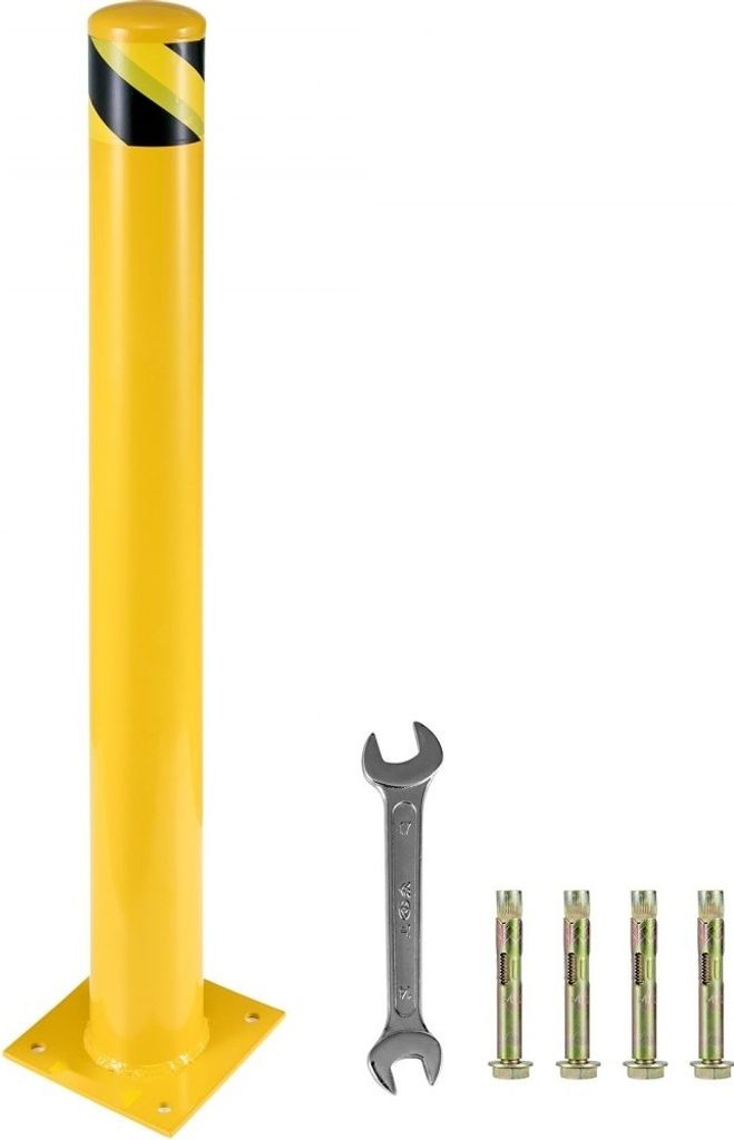 Sicherheitspoller - Stahlpollerpfosten 48" H 5,5" T Gelbe Schilder - Rohrstahlbarriere.