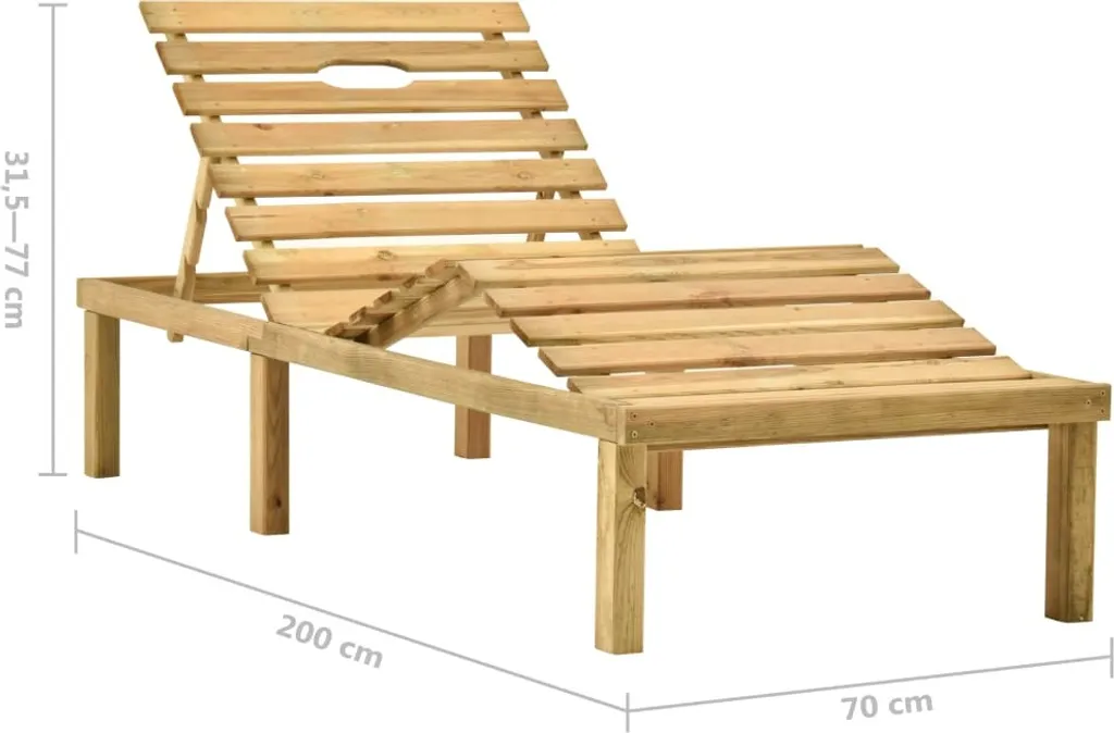 Lettino con cuscino nero Legno di pino impregnato - 8