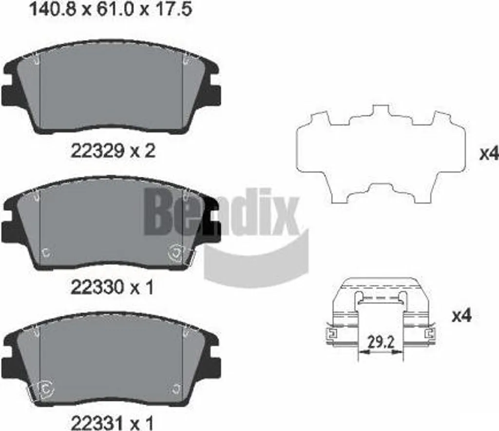 Plaquettes de frein BENDIX BPD2308 pour Tucson - Remplacement OE 58101D3A00