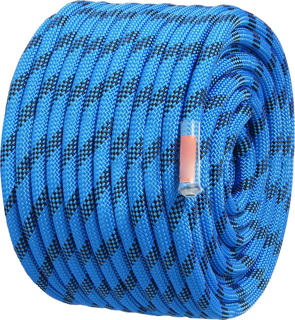 SucceBuy 12,7 mm statisches Kletterseil – 38 m (125 Fuß), 30 kN Spannung, blaues Faserseil mit Stahl-Karabinerhaken für Outdoor-Klettern, Absei...