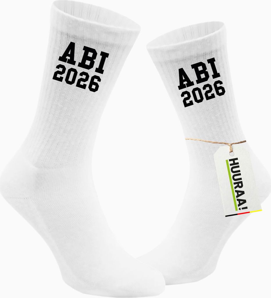 Huuraa Uni Socken ABI 2026 Abitur 42/46 White Baumwolle Produktbild 