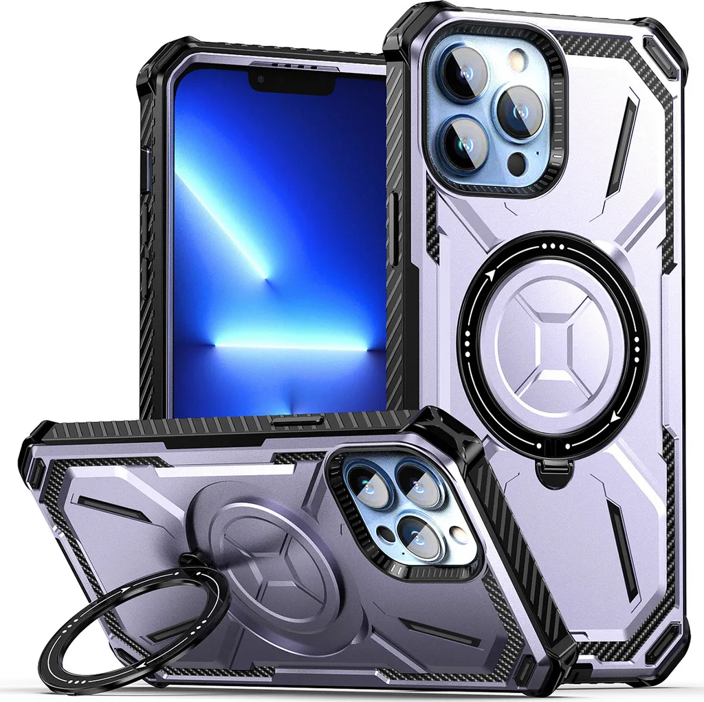 Custodia per iPhone 13 Pro Max con supporto magnetico, compatibile con il caricabatterie Magsafe, viola