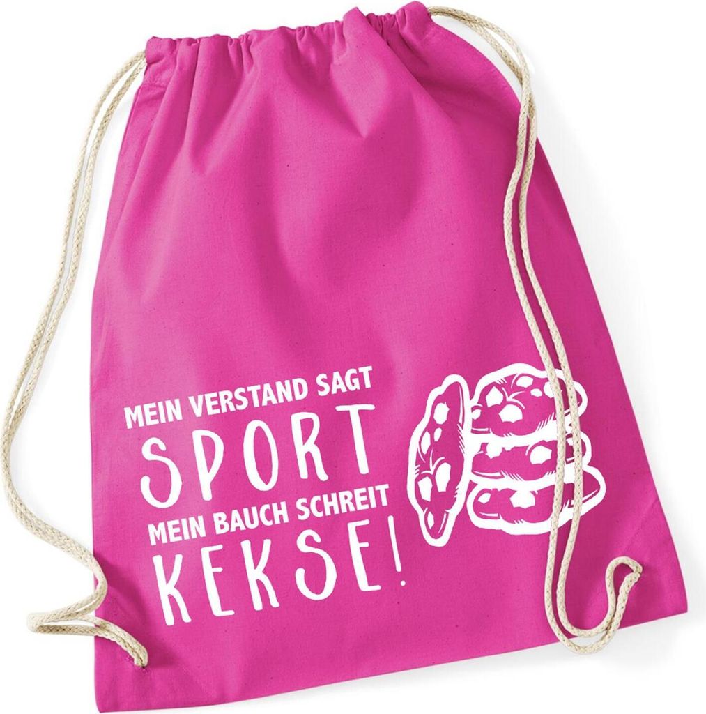 Huuraa Turnbeutel Verstand Sport Bauch Kekse 12 Liter Fuchsia Baumwolle Rucksack Geschenkidee