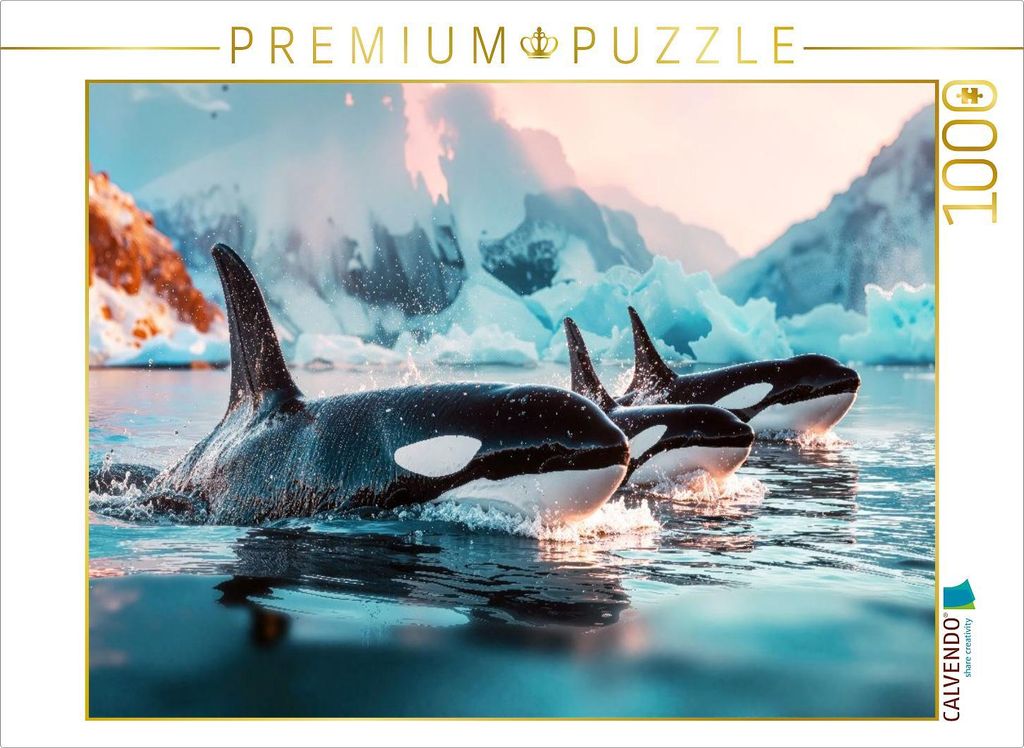 CALVENDO Puzzle Ist dies ein Wettschwimmen vor eisiger Kulisse? | 1000 Teile Lege-Größe 64x48cm Foto-Puzzle für glückliche Stunden