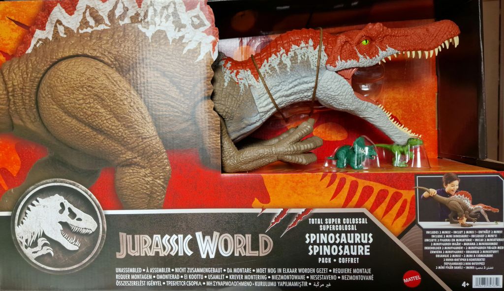 Jurassic World Supercolosal Spinosaurier Actionfigur mit 2 mini Dinos extra 92 cm Länger