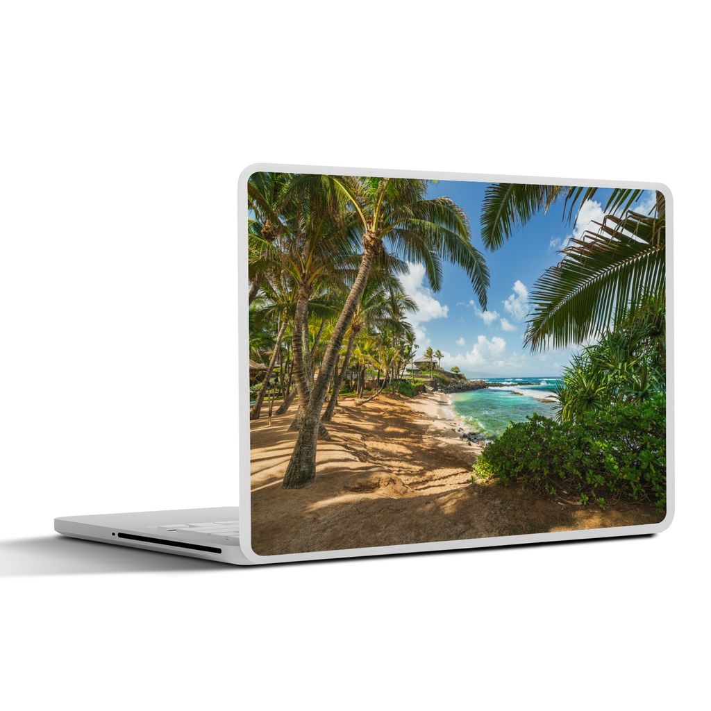 MuchoWow Laptop Aufkleber Sticker Cover Blick auf das Meer zwischen den Palmen auf Maui 32.5x23.5 cm - Sticker für Laptop - Selbstklebend