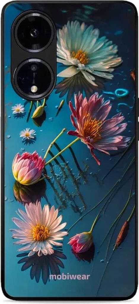 Handyhülle für Oppo A98 5G, Mobiwear Glossy Case, Blau-Blumig