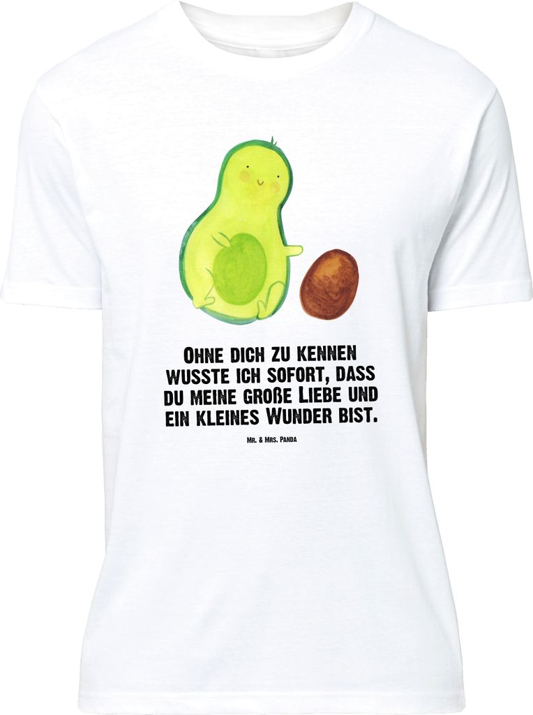 Mr. & Mrs. Panda Größe XL T-Shirt Avocado Kern rollt - Weiß - Geschenk, Love, Säugling, Baby, Liebe, Geburtstag, Tshirt, Shirt, mit Spruch