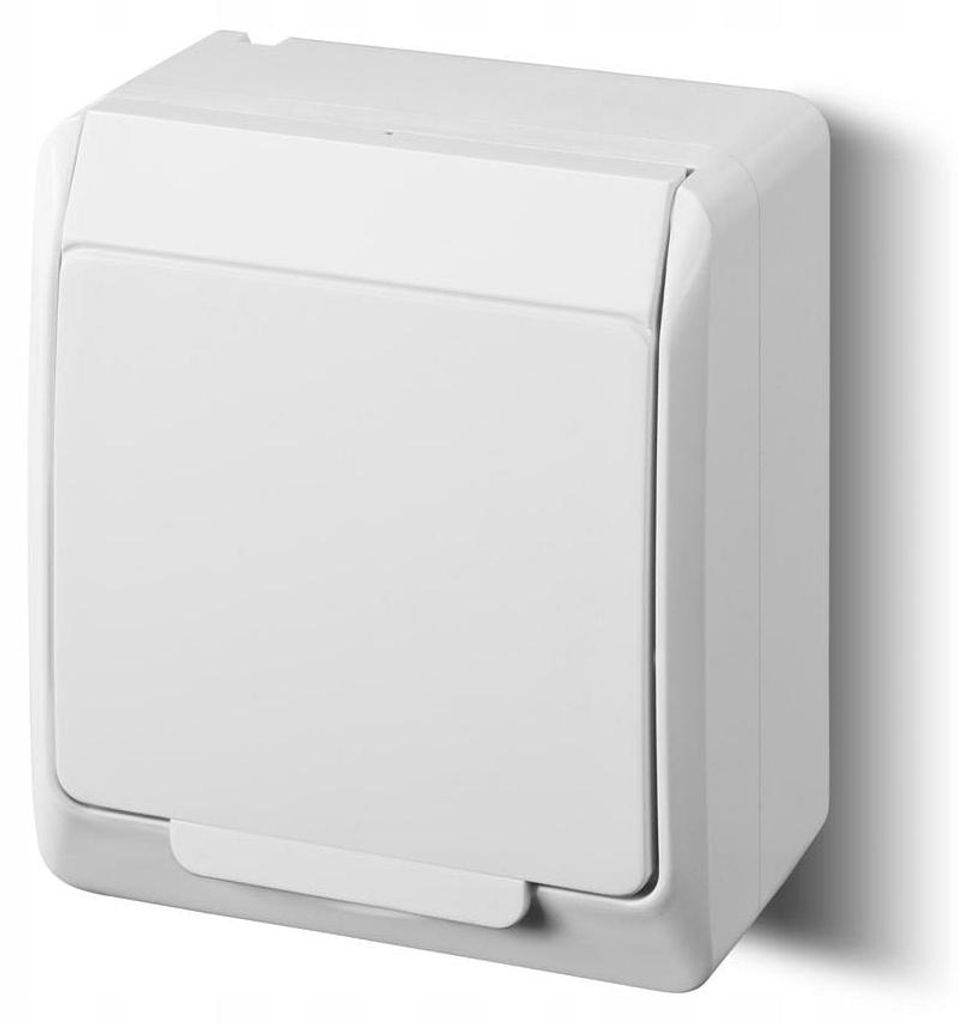 Aufputzsteckdose weiss 1-fach Feuchtraum IP44 16A 250V Produktbild 