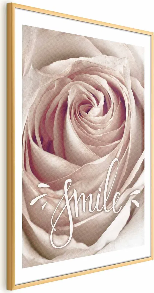 Quadro Smile 40x60 Cornice Oro e Passepartout - Eleganza Pop Moderna