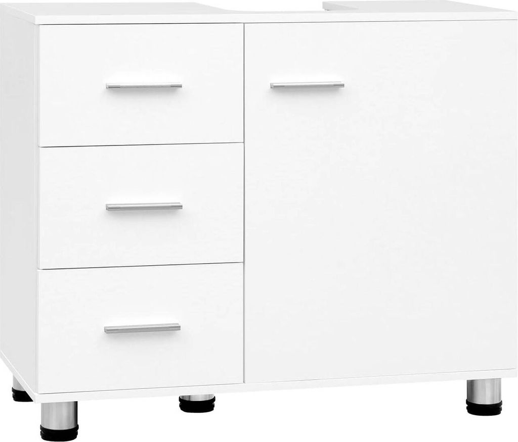 Waschbeckenunterschrank, Unterschrank Waschbecken stehend, verstellbare Ablage, 70x60x30 cm, weiß