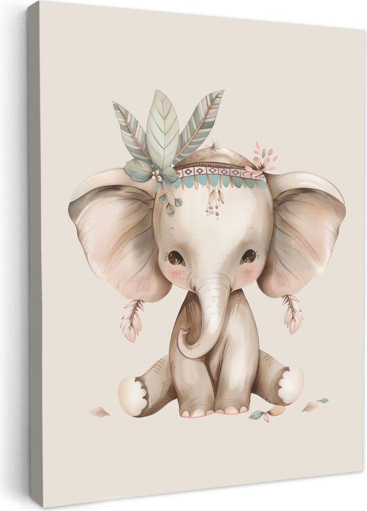 Wanddeko 60x80 cm - Kinder Bohemian - Elefant - Boho, Produktbild 