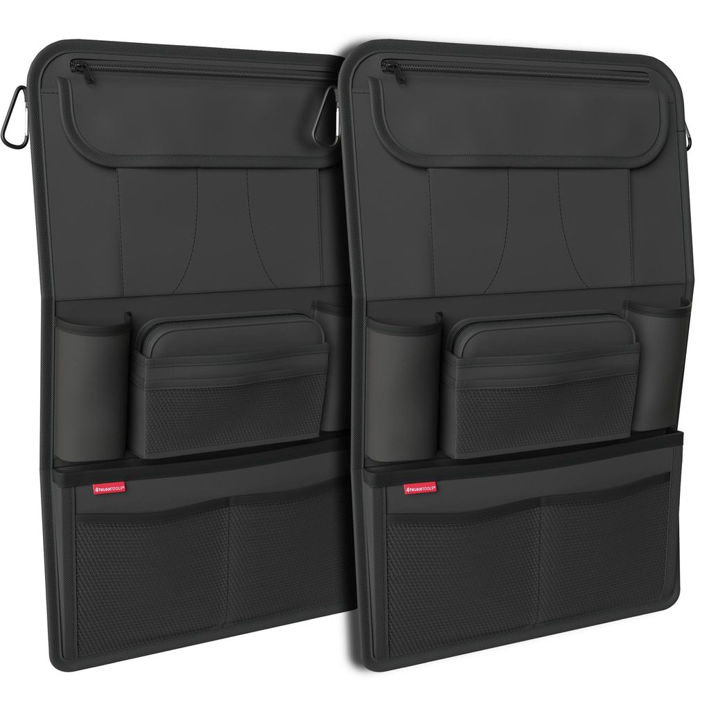 ATHLON TOOLS 2x Autositz-Organizer mit integrierter Tablet-Halter - Verstärkte Rückseite - mit Extra Federtasche - für Business und Kinder