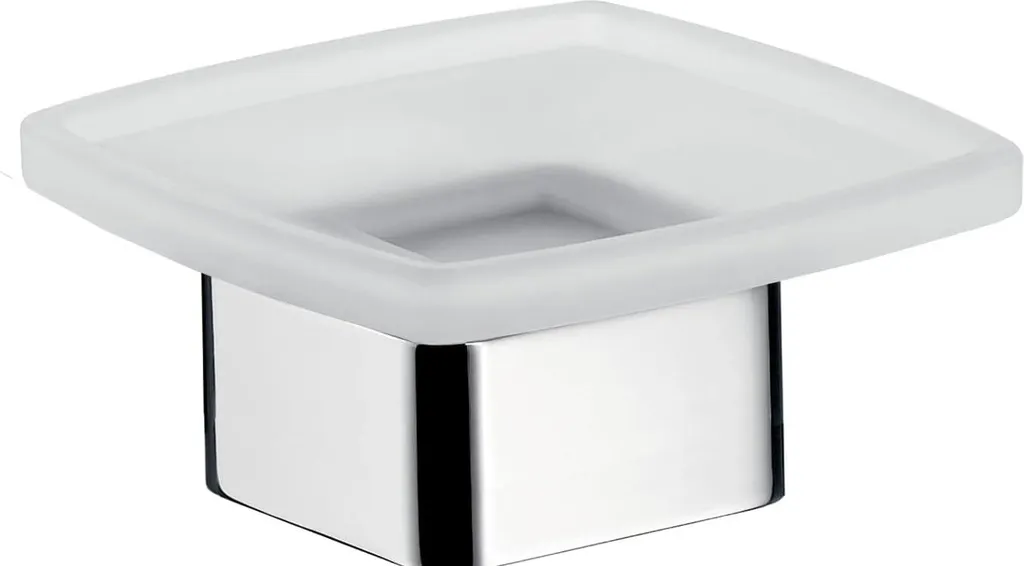 Porte-savon Loft pour vasque de salle de bain en verre et chrome satiné