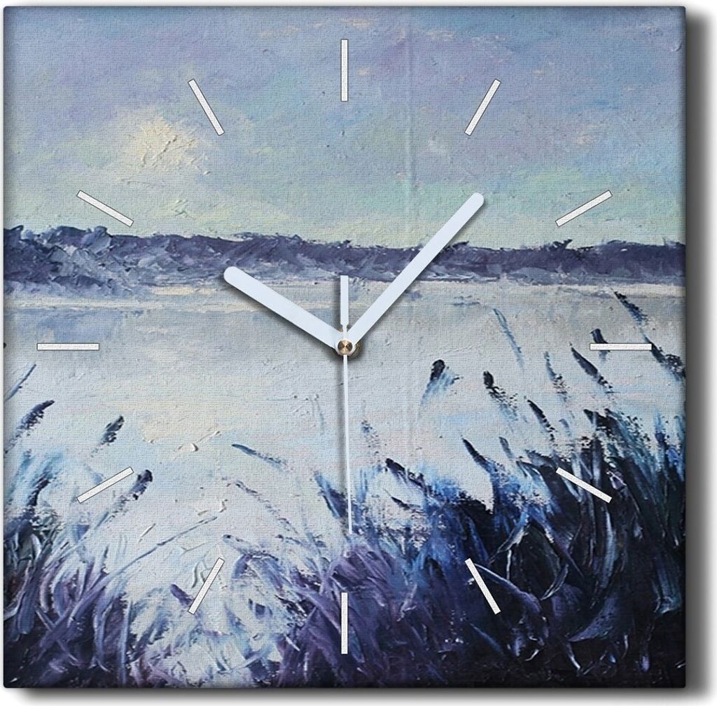 Coloray Hodiny Unikátní 30x30 cm Tiché hodiny Pro obývací pokoj a kuchyň Nástěnné hodiny Plátno Černé ručičky hodin - Mořská nočn...