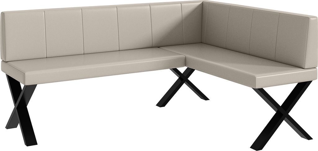 MEBLINI Eckbank für Esszimmer - Küchenbank - Essecke - Sitzecke Küche - PETER - X-Beine 128x168x87cm Rechts - Beige Kunstleder
