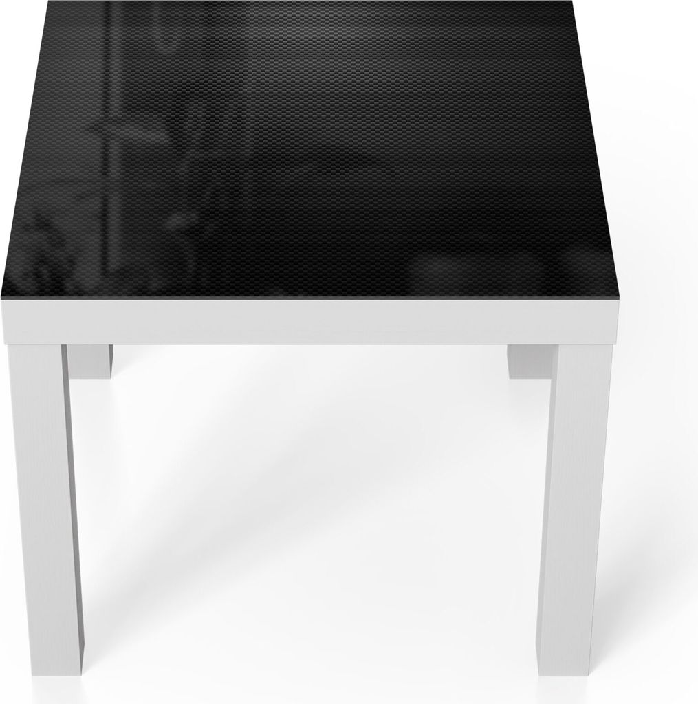 DEQORI Couchtisch 55x55 cm Weiß 'Kohlenstofffasern' Glas Beistelltisch