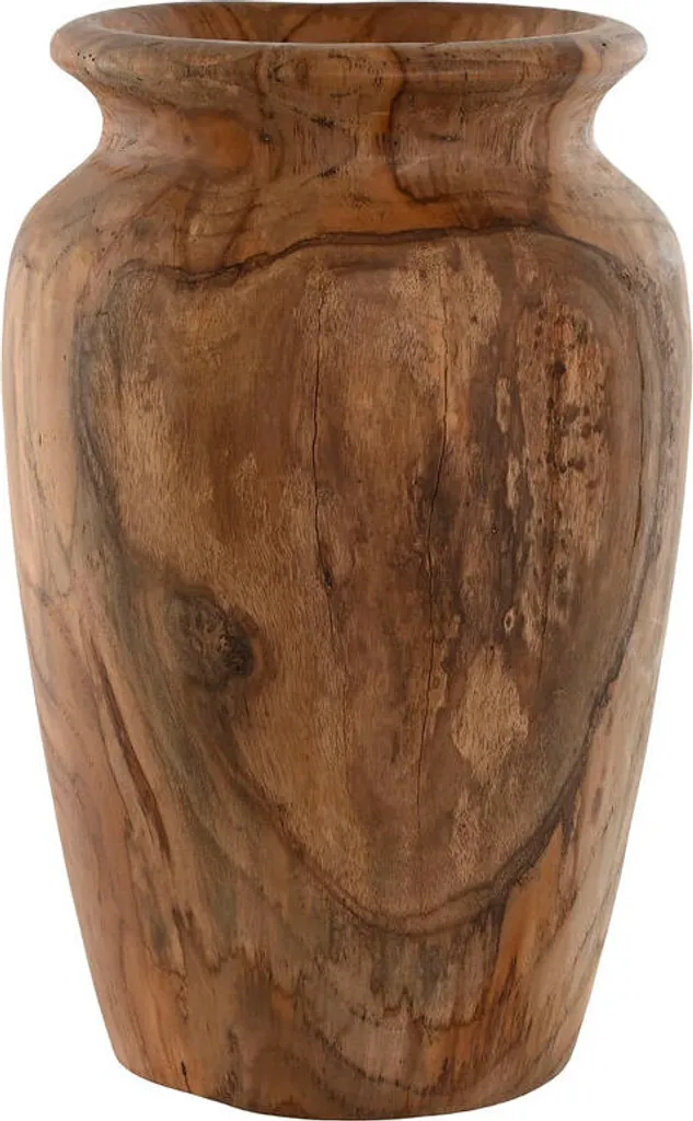 Vase en Teck Stable et Durable - Déco Naturelle Marron Foncé 40 cm