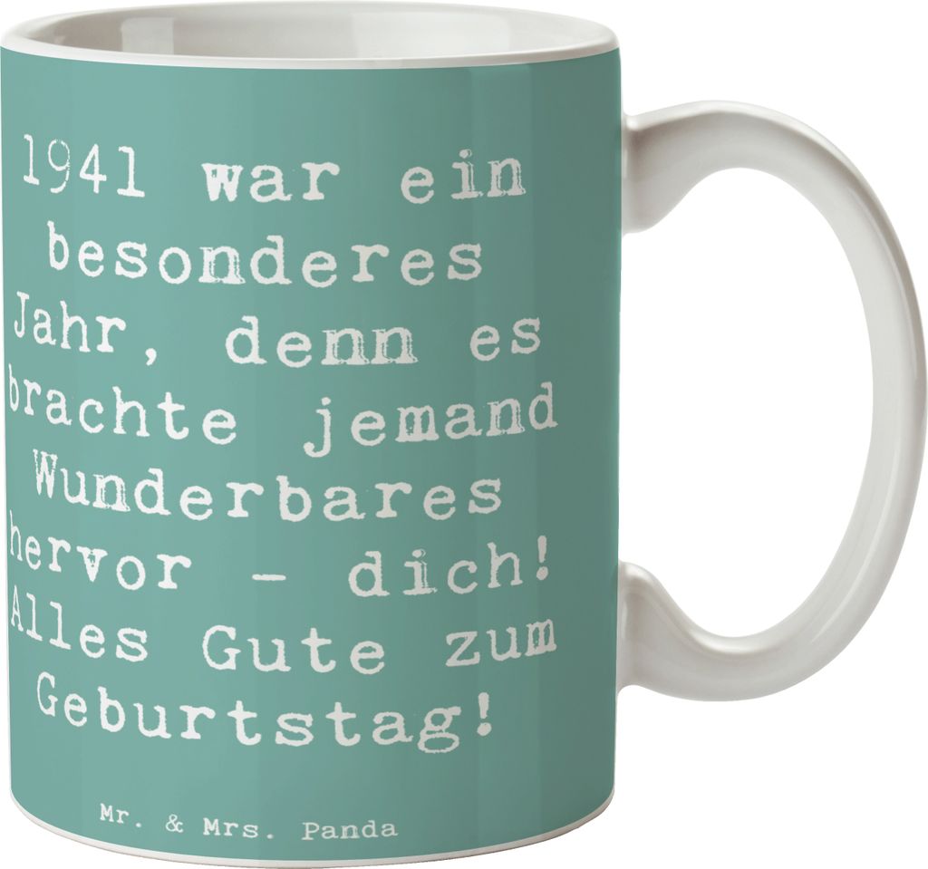 Mr. & Mrs. Panda Teetasse Spruch 1941 Geburtstag - Meeresbrise - Geschenk, Liebe und Wertschätzung, Alter, Happy Birthday, Erinnerungen, Kaffeetas...