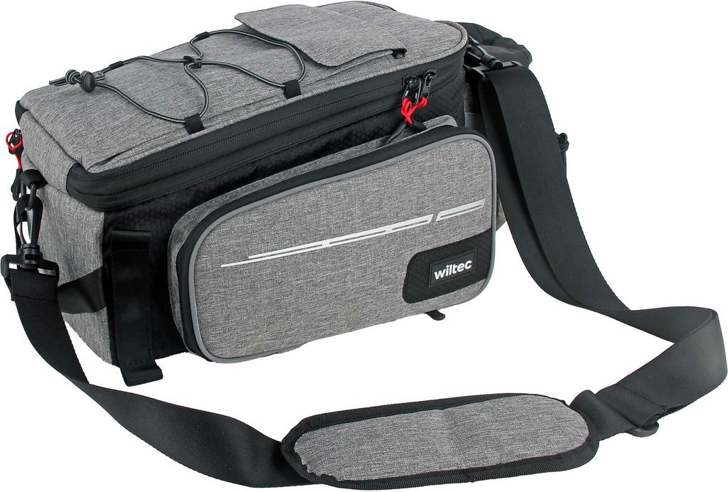 Wiltec Gepäckträgertasche grau, Fahrradtasche Gepäckträger bis 20 l Stauraum, wasserresistente Fahrrad Tasche, Gepäcktasche leichte Handhabung