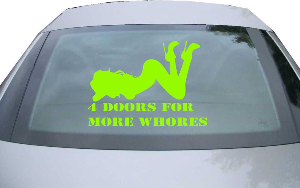 Indigos UG - Aufkleber Heckscheibe & Motorklappe DE6462 - neongrün - 600x428 mm - 4 doors for more whores - Auto Scheiben Fenster Heckklappe Tunin...