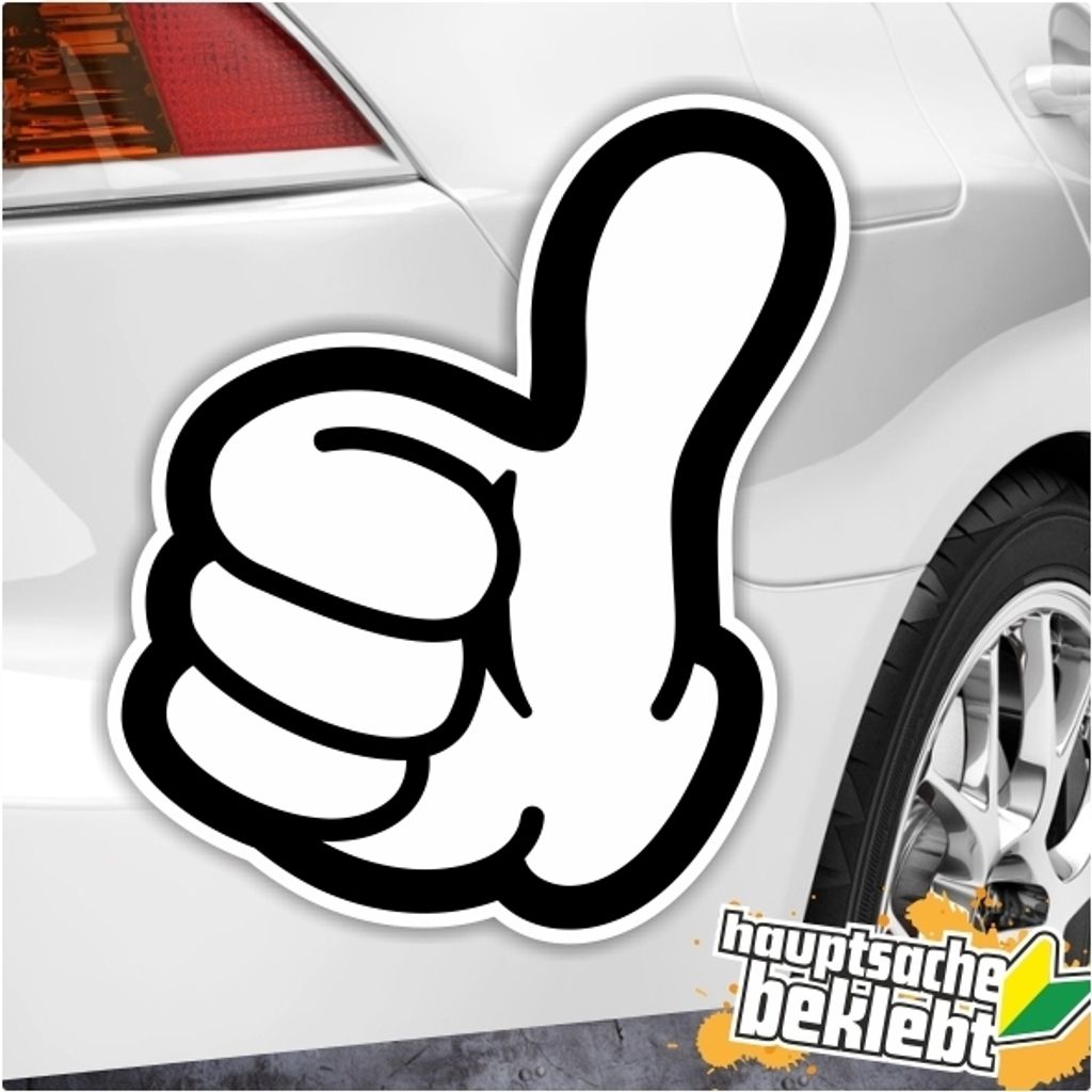 Kiwistar - Autoaufkleber - 12x9 cm - Comic Daumen - Cartoon Finger Like für Auto, Laptop, Fahrrad, LKW, Motorrad Aufkleber Mehrfarbig Sticker Decal