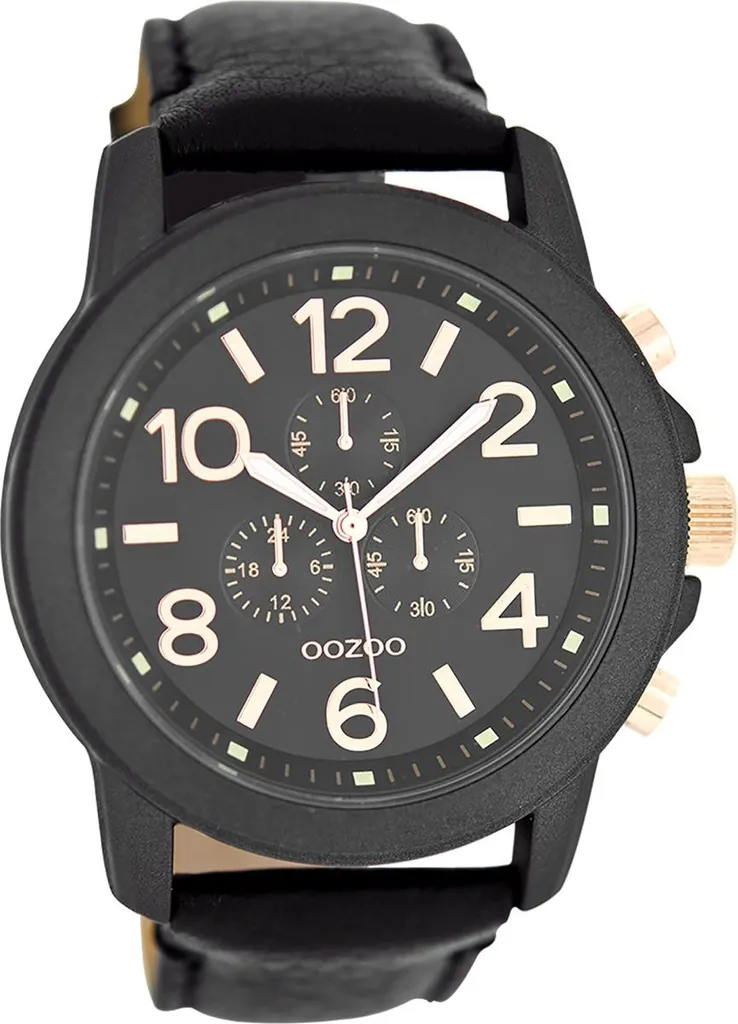 Orologio Oozoo UOC6064A Analogico Uomo in Pelle Nera - Look Minimal