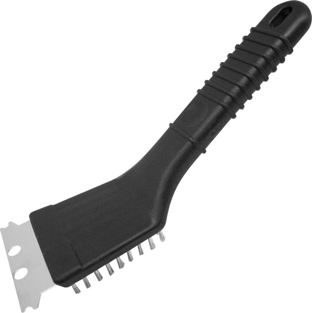 Fackelmann Grillreiniger BBQ, Grillbürste aus Edelstahl/Messing, Grillschaber für Verkustungen (Farbe: Schwarz)