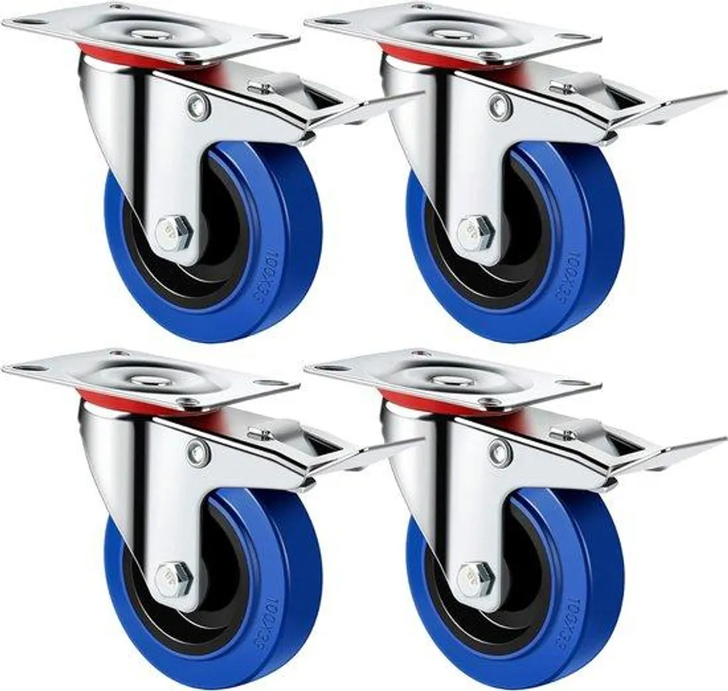 Roulettes pivotantes avec frein pour table basse et établi lot de 4