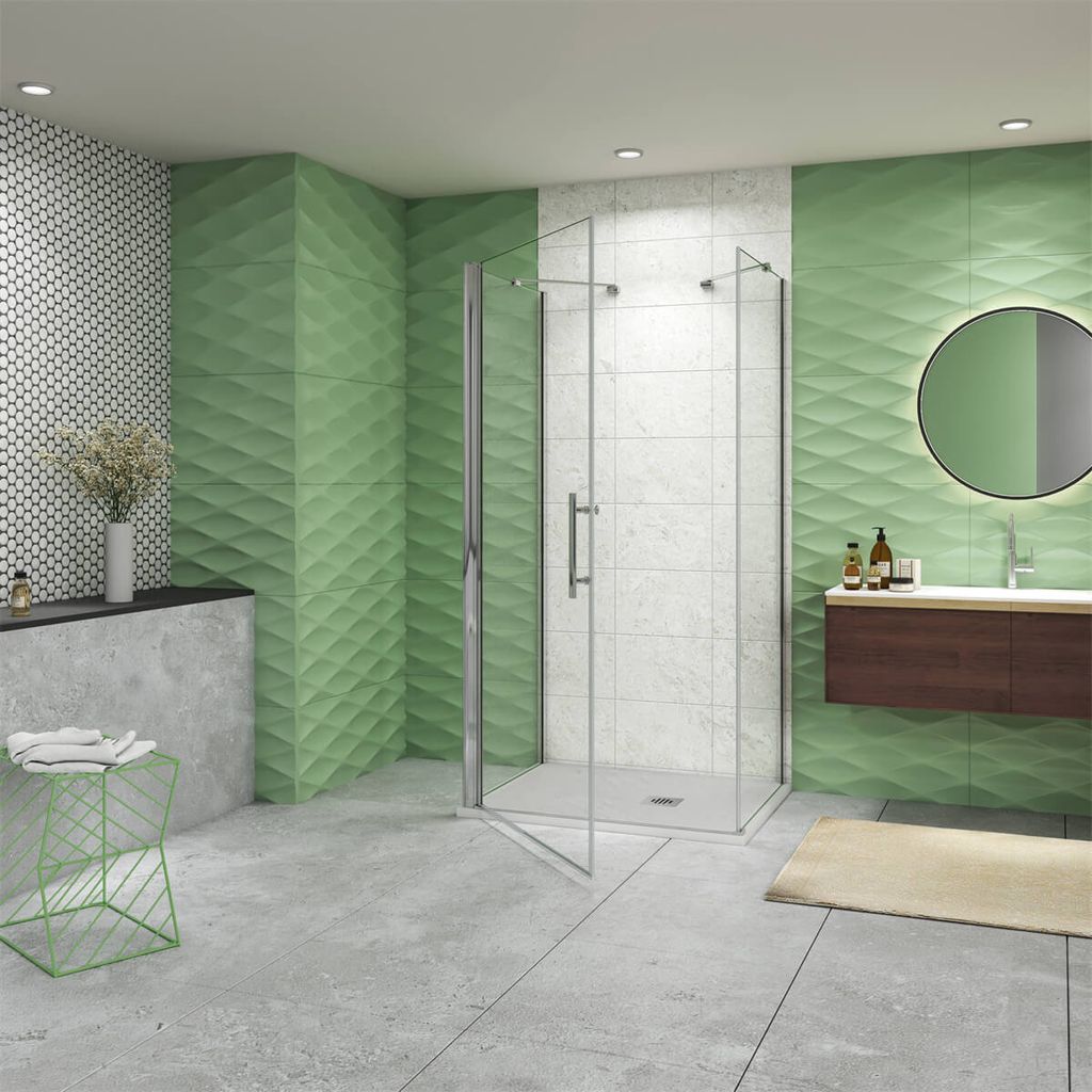 90x90cm 195cm 6mm U-Form Duschkabine ESG Nano Glas Duschtür Glastür Drehtür