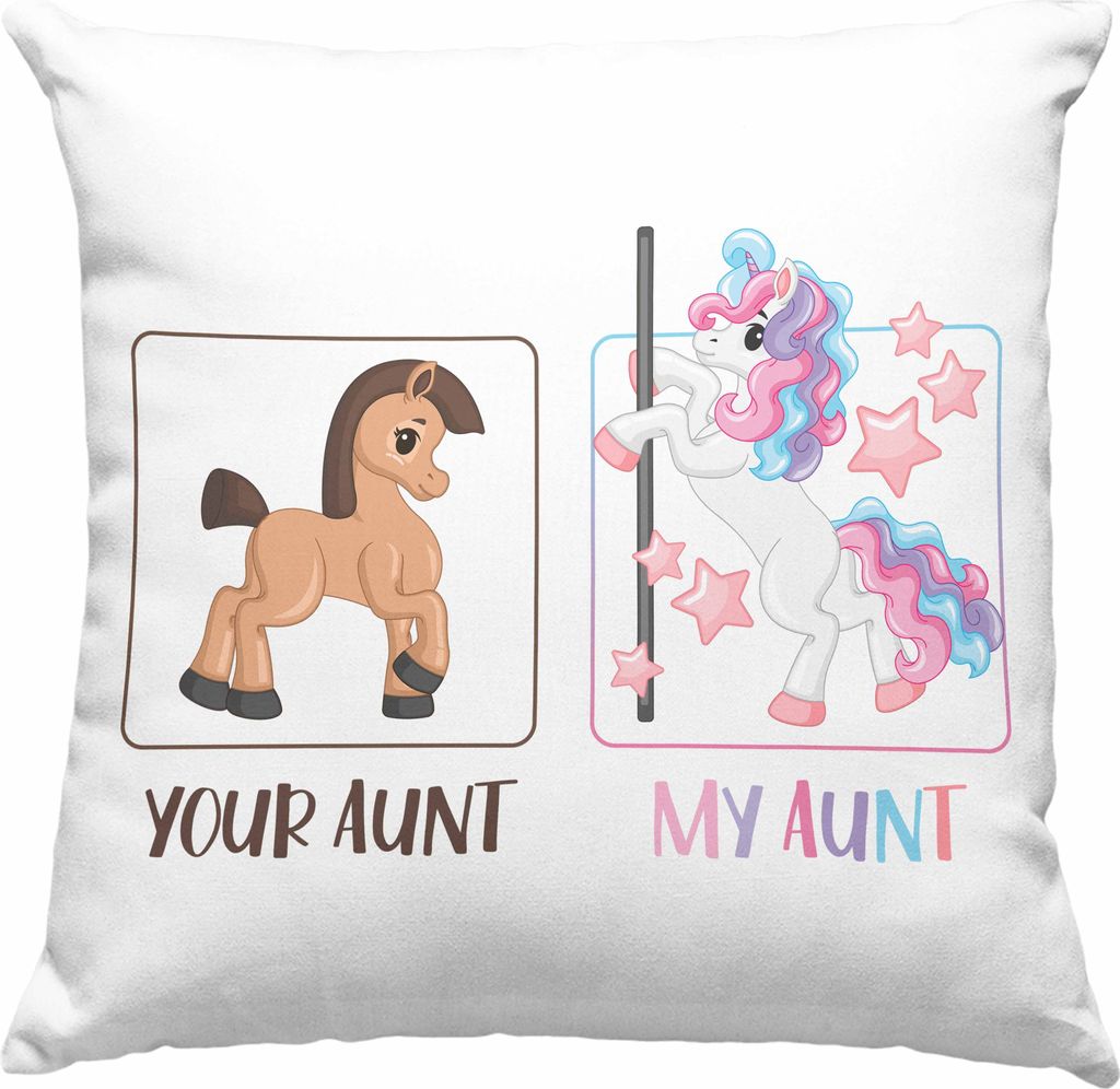 Trendation - Your Aunt My Aunt Deko-Kissen mit Füllung 40x40 Geschenk Beste Tante Der Welt Lustiger Spruch (Grau)