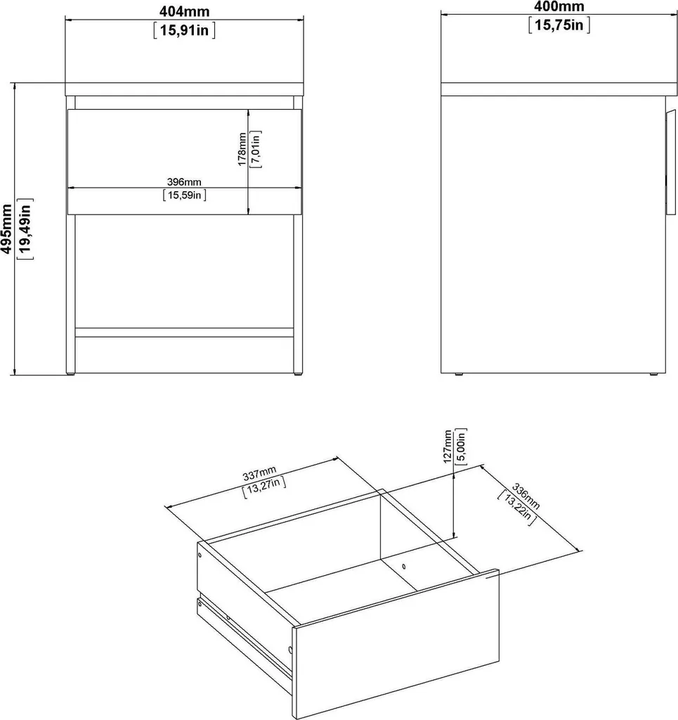 Table de Nuit Beige Solantra avec Tiroir - Petit Meuble de Chambre
