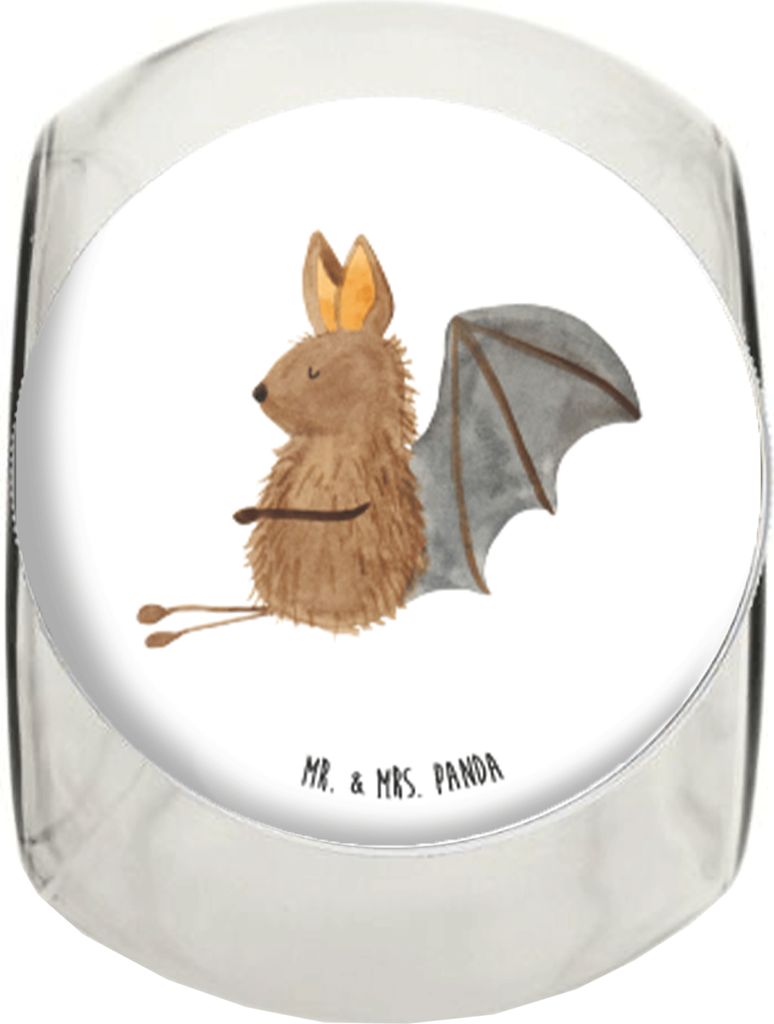 Mr. & Mrs. Panda keksglas Fledermaus Sitzen XL 2000ml - Weiß - Geschenk, Motivation, Teedose, Frischhaltedose, glasbehälter, Aufbewahrungsdose, V...