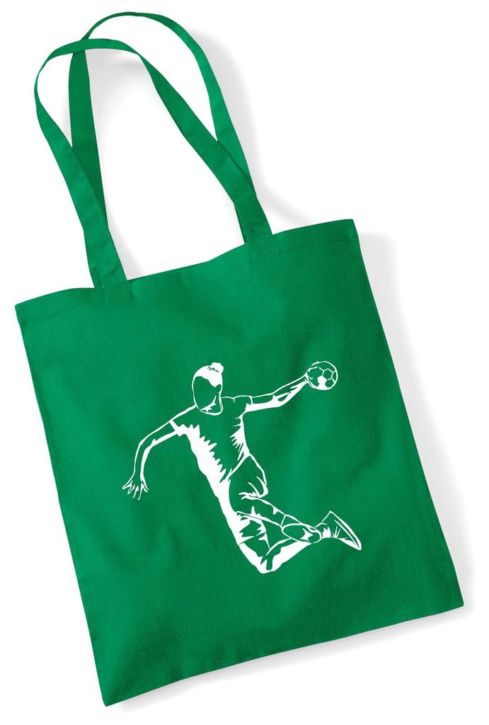 Huuraa Jutebeutel Handball Silhouette 10 Liter Kelly Green Baumwolle Tasche Geschenkidee