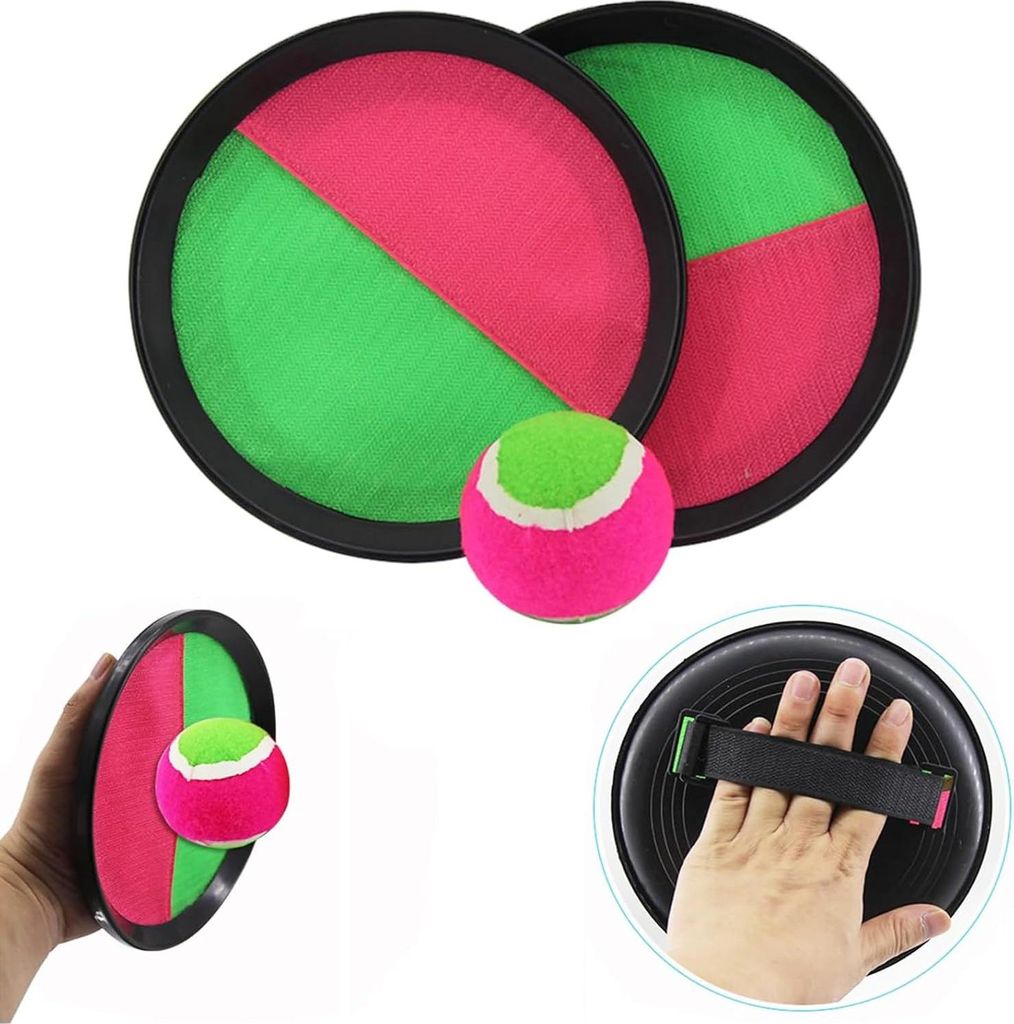 Klettballspiel für Kinder - Paddle Catch Ballset mit 2 Schlägern, 1 Ball und Aufbewahrungstasche - Für Feier, Garten und drinnen und draußen - ...