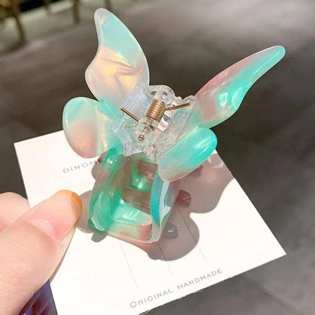 Barrettes à cheveux anti-glisse motifs marbrés verts pour cheveux fins