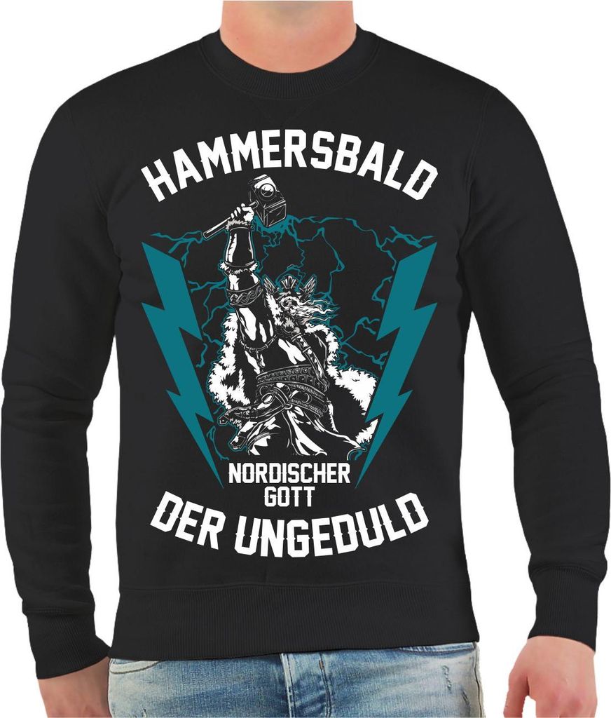 Herren Sweatshirt Hammersbald Nordischer Gott der Ungeduld