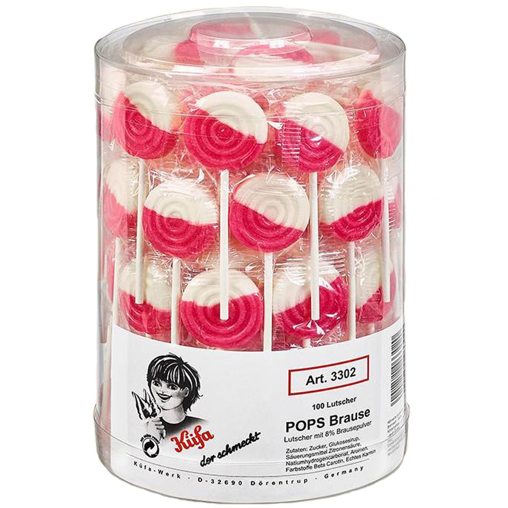 Küfa Pops Brause płaskie lizaki truskawkowe z sorbetem 100 Zdjęcie produktu 
