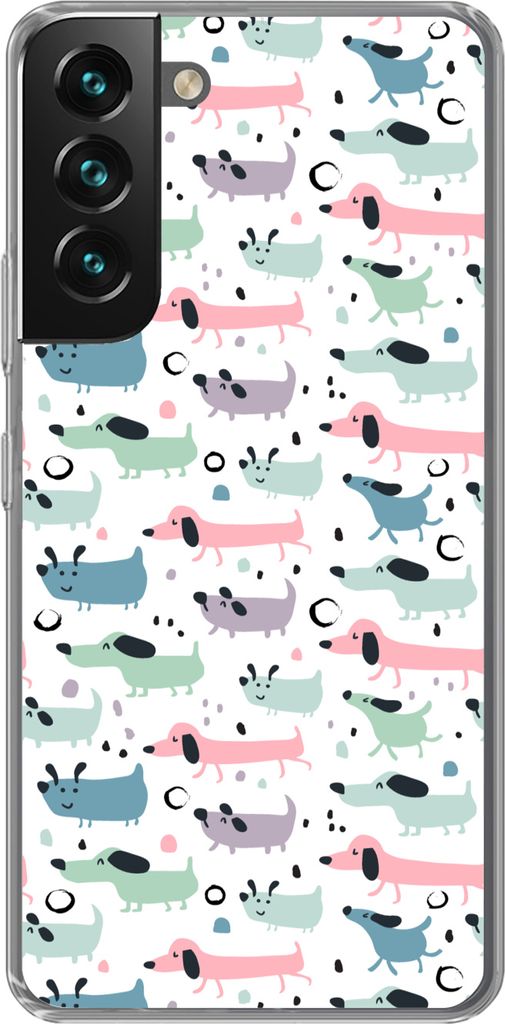 MuchoWow Handyhülle Schutzhülle Hülle für Telefoonhoesje Samsung Galaxy S22 Muster - Hund - Zeichnung - Jungen - Mädchen - Kinder - Kinder S...