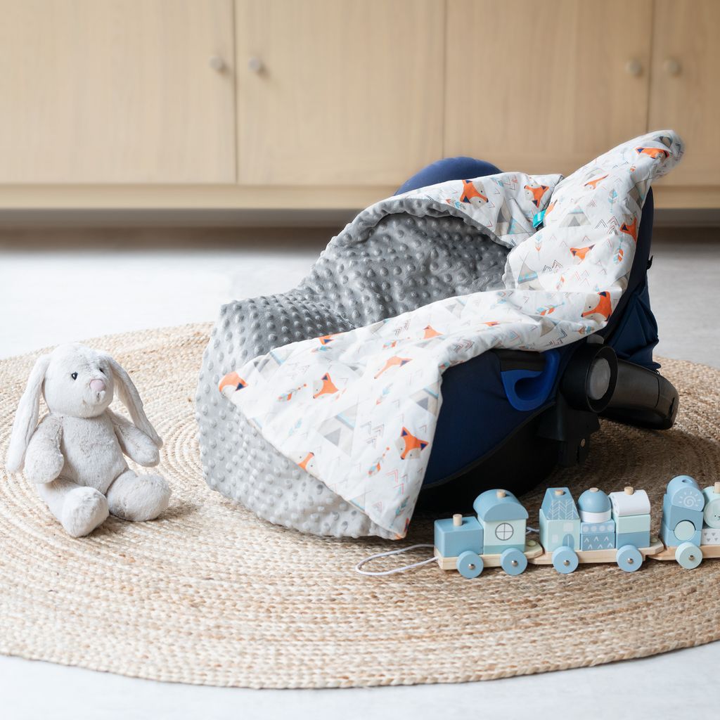 Kinderwagen Decke mit Stofftier Hase Baby Kuschel Decke 
