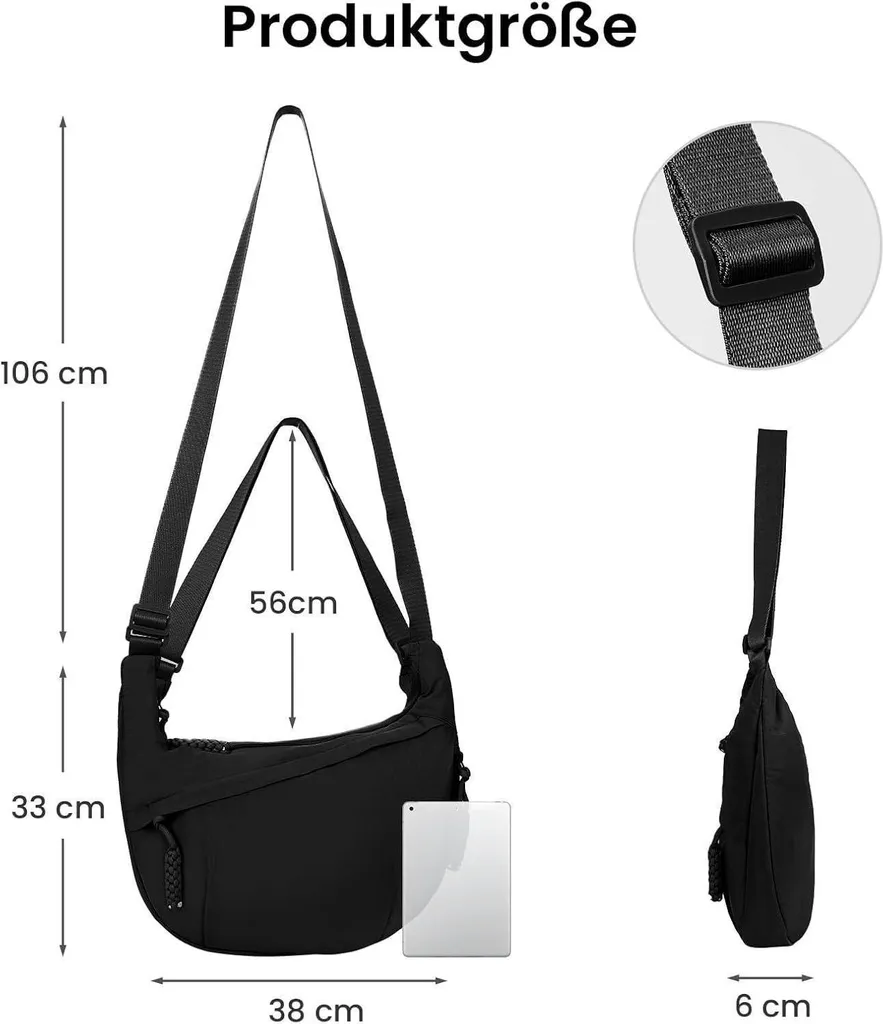 Borsa a Mezza Luna Donna Nylon Grande Crossbody - Pratica e Chic - 13