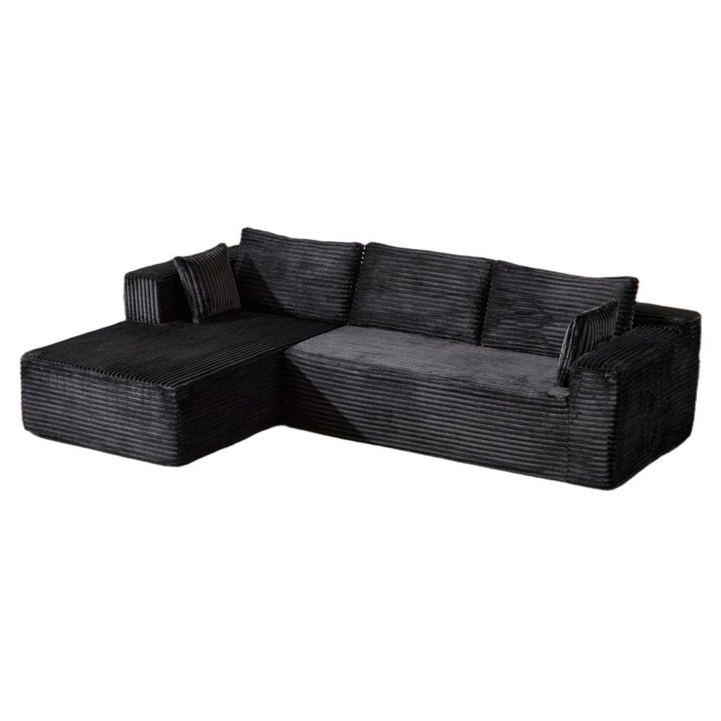 Ecksofa Cord Schlafsofa mit Chaiselongue, modernes L-Form Sofa klein 3-Sitzer Ecksofa, bequem & platzsparend, ideal für Wohnzimmer