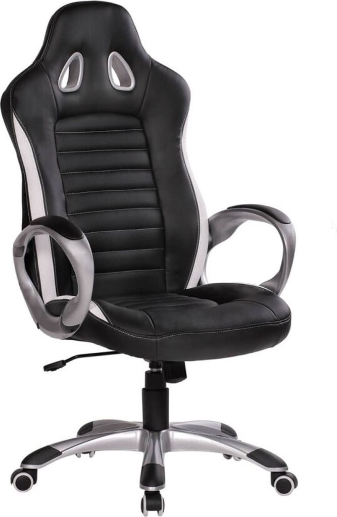 tinkaro Chefsessel CIRKEL Kunstleder/Nylon Bürostuhl Schwarz