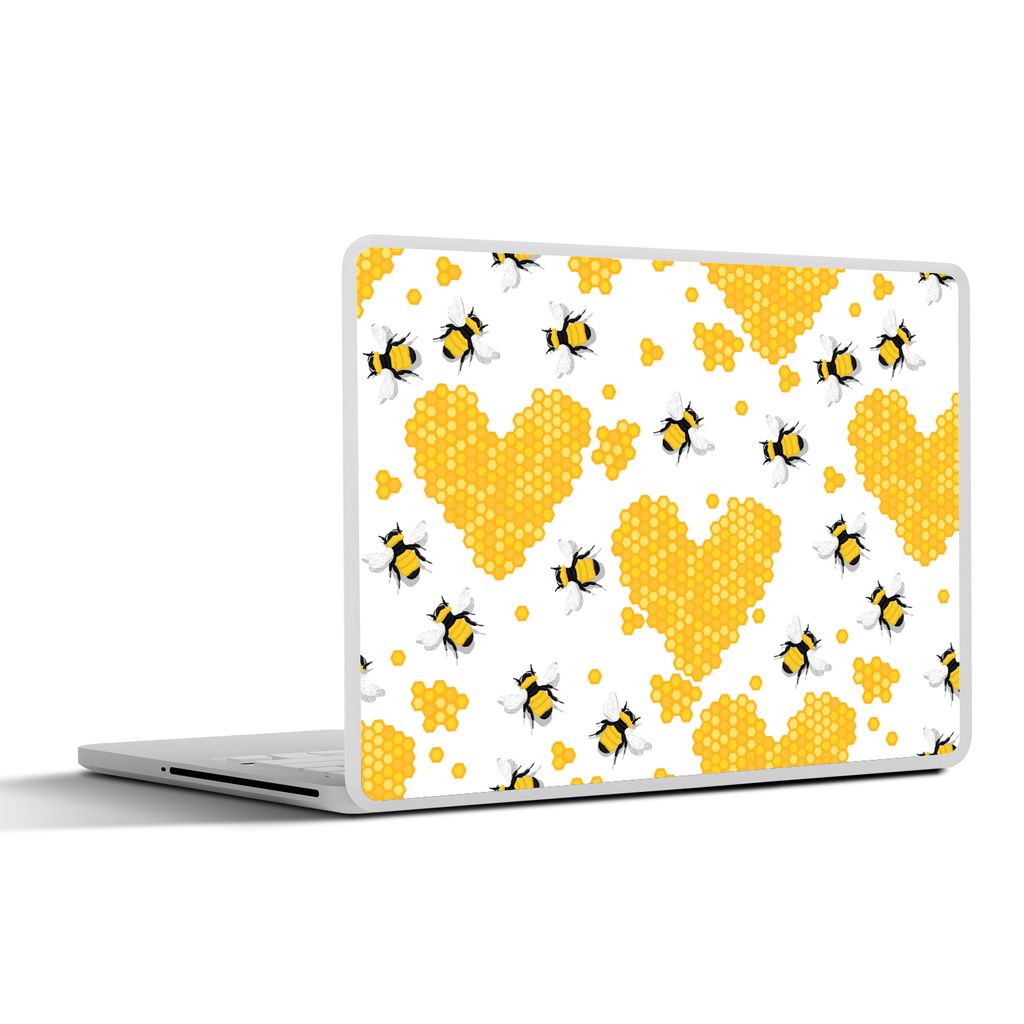 MuchoWow Laptop Aufkleber Sticker Cover Biene - Valentinstag - Honig 30x21 cm - Sticker für Laptop - Selbstklebend