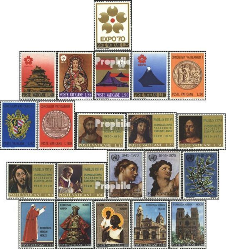Briefmarken Vatikanstadt 1970 Mi 556-576 (kompl.Ausg.) Jahrgang 1970 komplett postfrisch Sondermarken