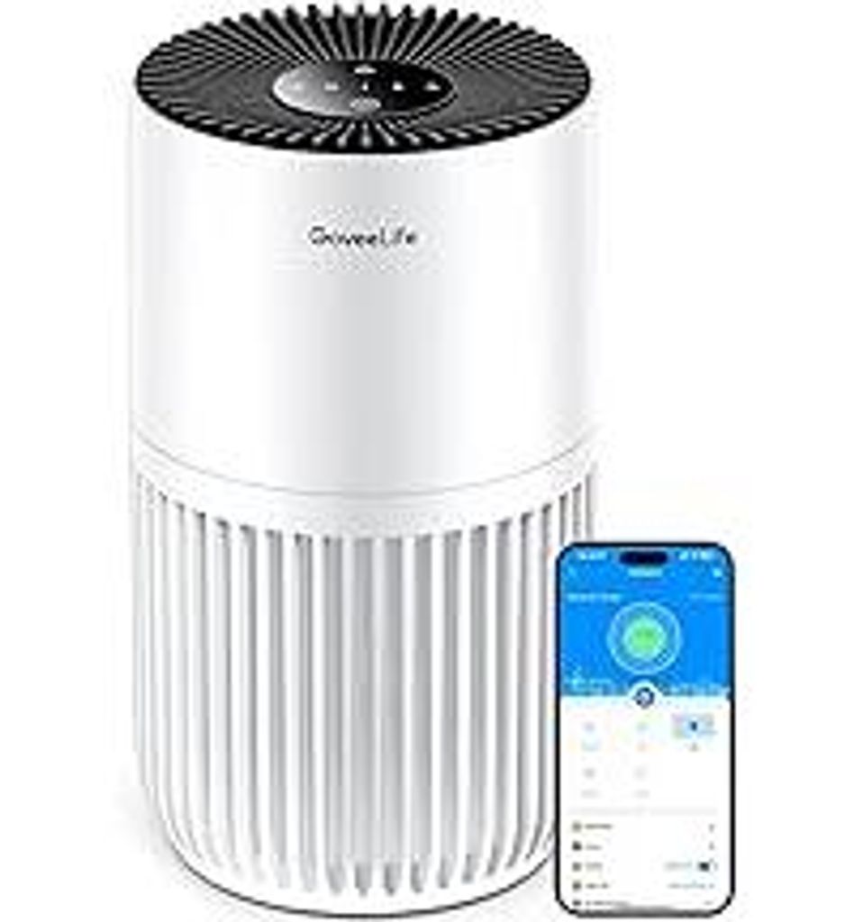 GoveeLife Mini-Luftreiniger fürs Schlafzimmer, intellig. HEPA-Filter mit Alexa-App-Steuerung gegen Tierhaare, Gerüche, Pollen, Rauch, Tragb. Luft...